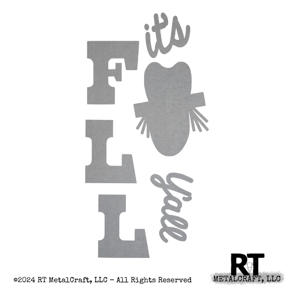 Porch Candy® - IT'S FALL Y'ALL SCARECROW WITH BRIM - Bare Metal Design Set